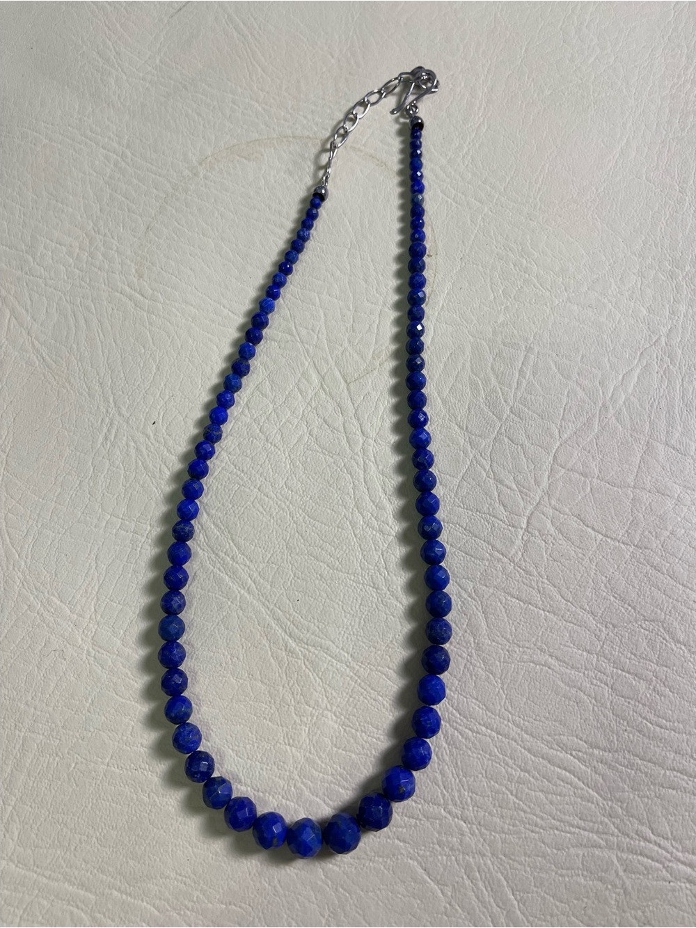 Vintage natural faceted Lapis Lazuli 925 china Sterling Necklace